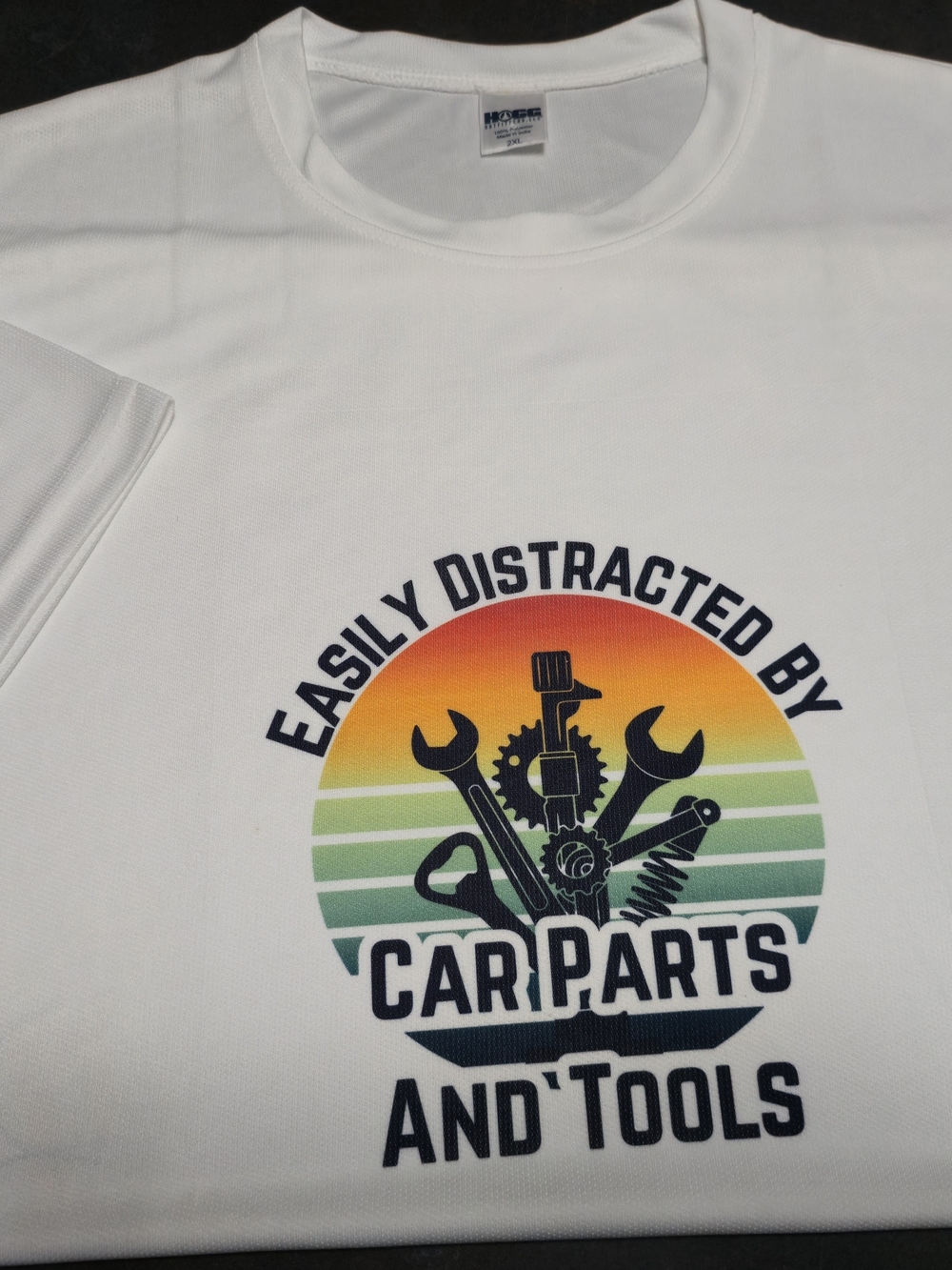Easily Distracted By Car Parts And Tools Graphic Tee - White